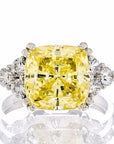2 Carat Cushion Cut Canary Cubic Zirconia Engagement Ring In White Gold Plated Sterling Silver - Boutique CZ