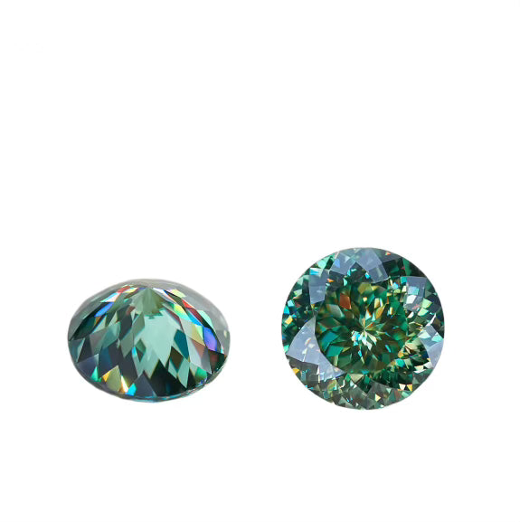 Portuguese Cut Round Green Moissanite Stones Boutique CZ