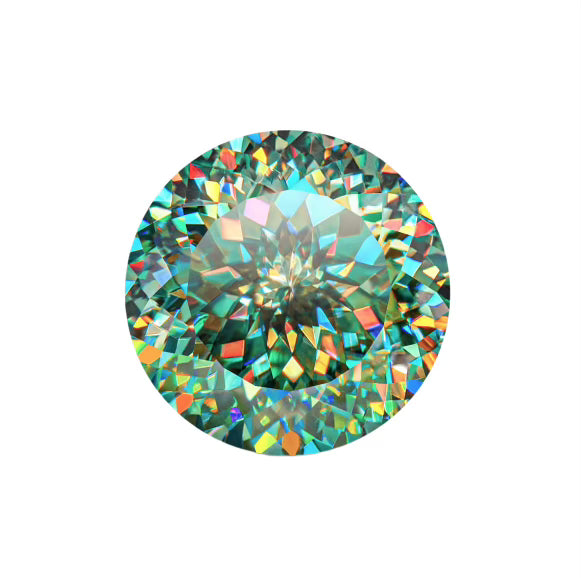Portuguese Cut Round Green Moissanite Stones Boutique CZ