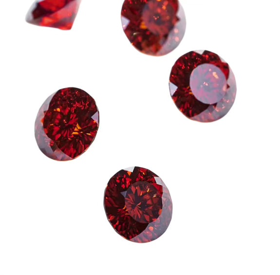Portuguese Cut Round Red Moissanite Stones by Boutique CZ