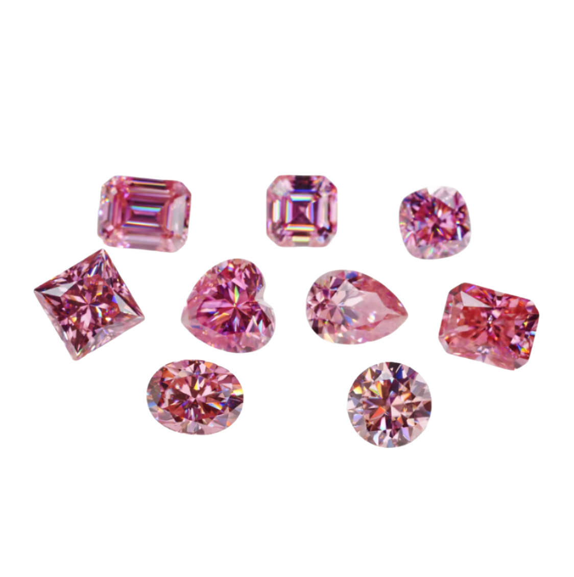 Pink Emerald Cut Moissanite Stones
