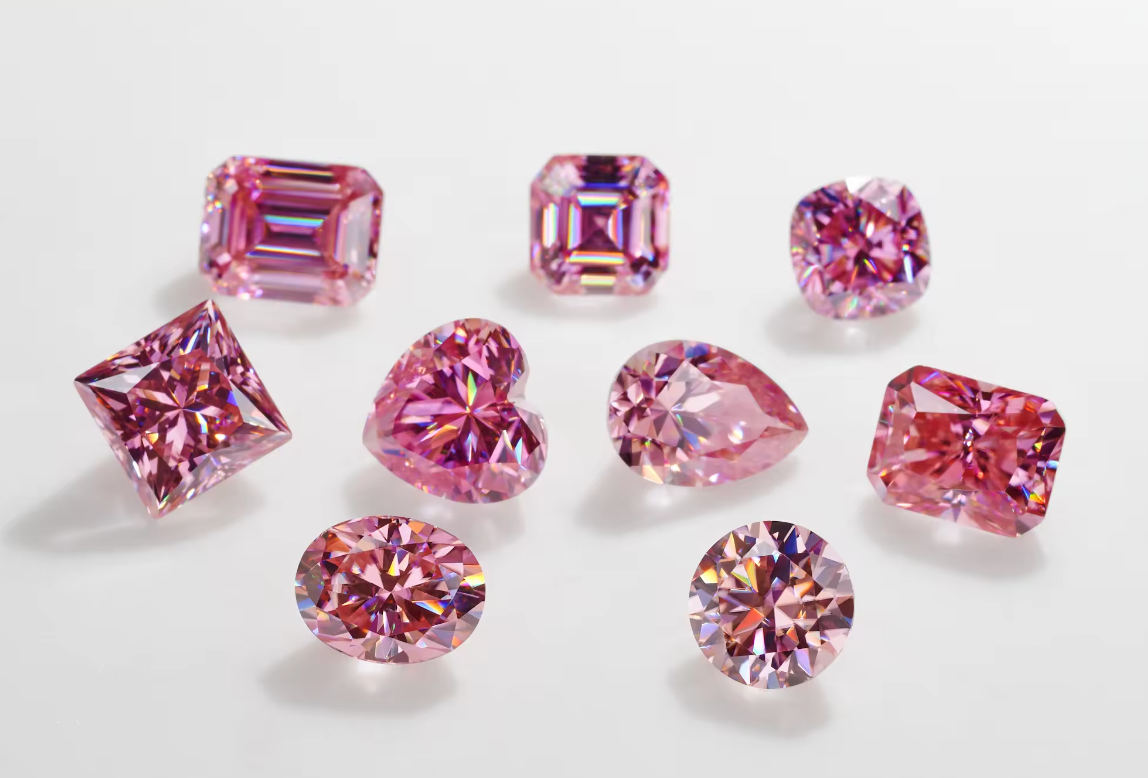 Pink Radiant Cut Moissanite Stones by Boutique CZ