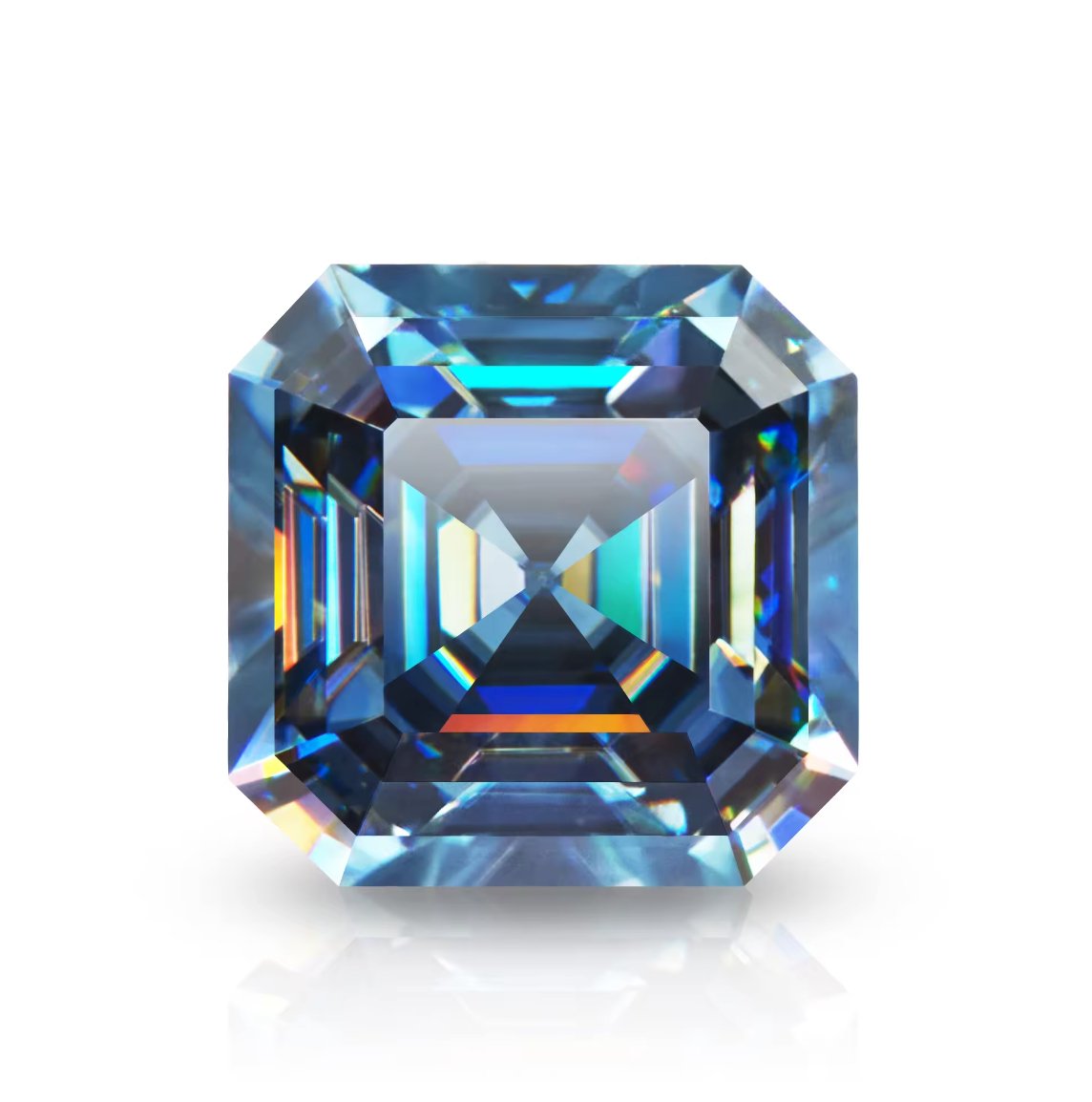 Blue Asscher Cut Moissanite Stones - Boutique CZ