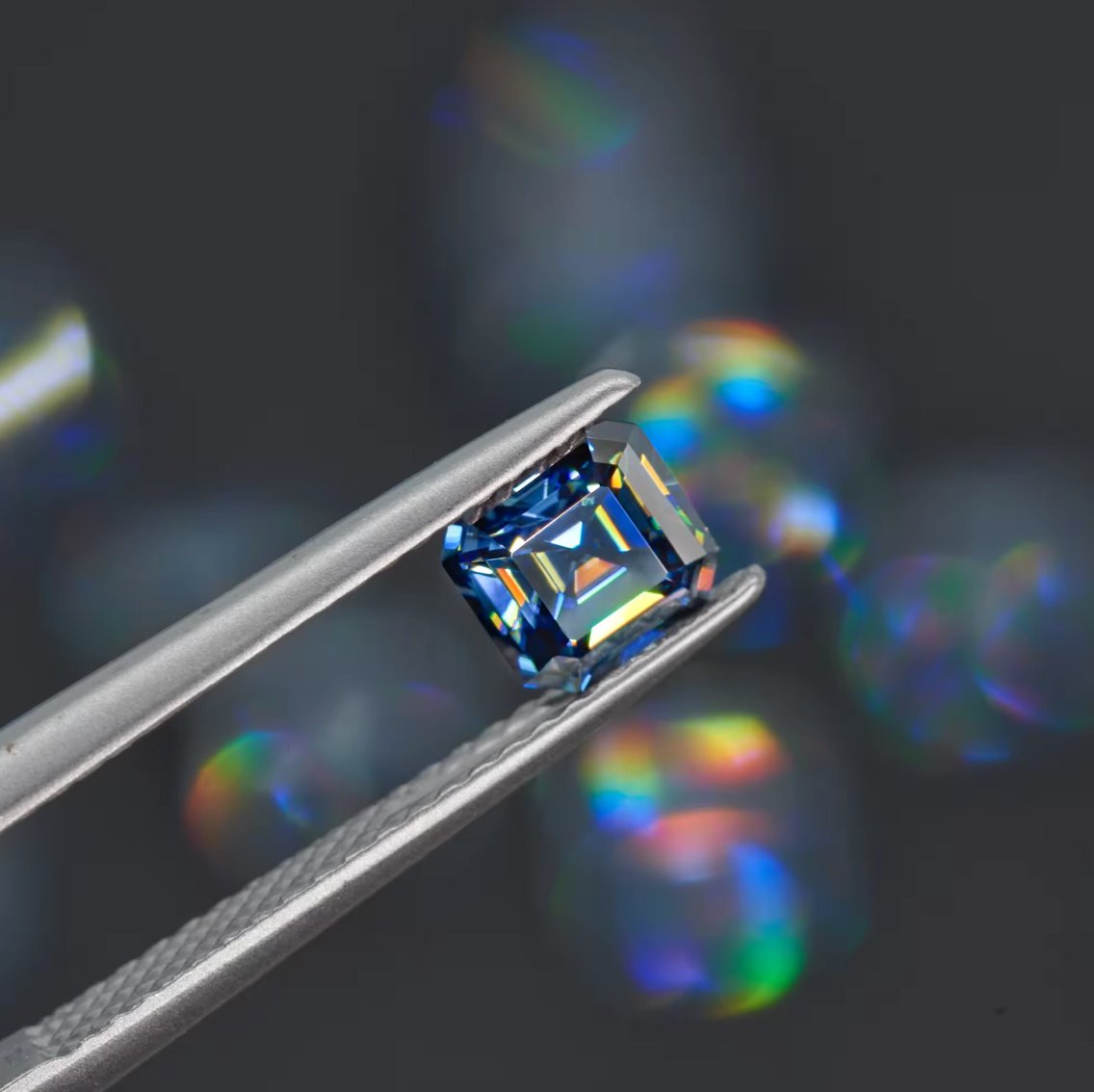 Blue Asscher Cut Moissanite Stones - Boutique CZ