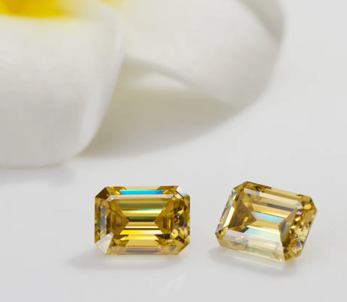 Canary Yellow Emerald Cut Moissanite Stones - Boutique CZ