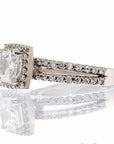 Cushion Cut Halo Cubic Zirconia Split Shank Engagement Ring In Sterling Silver - Boutique CZ