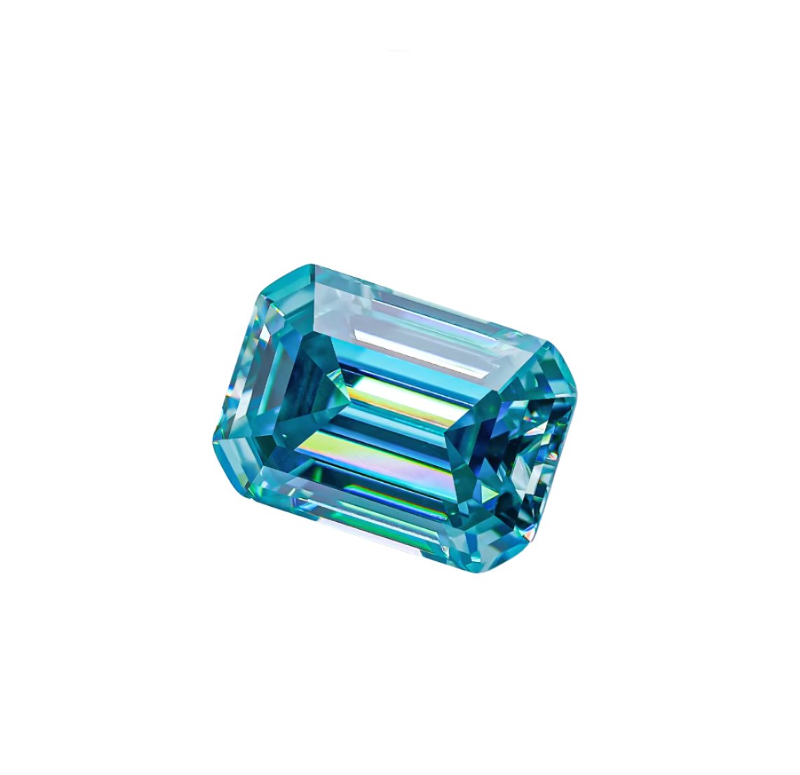 Cyan Blue Emerald Cut Moissanite Stones - Boutique CZ
