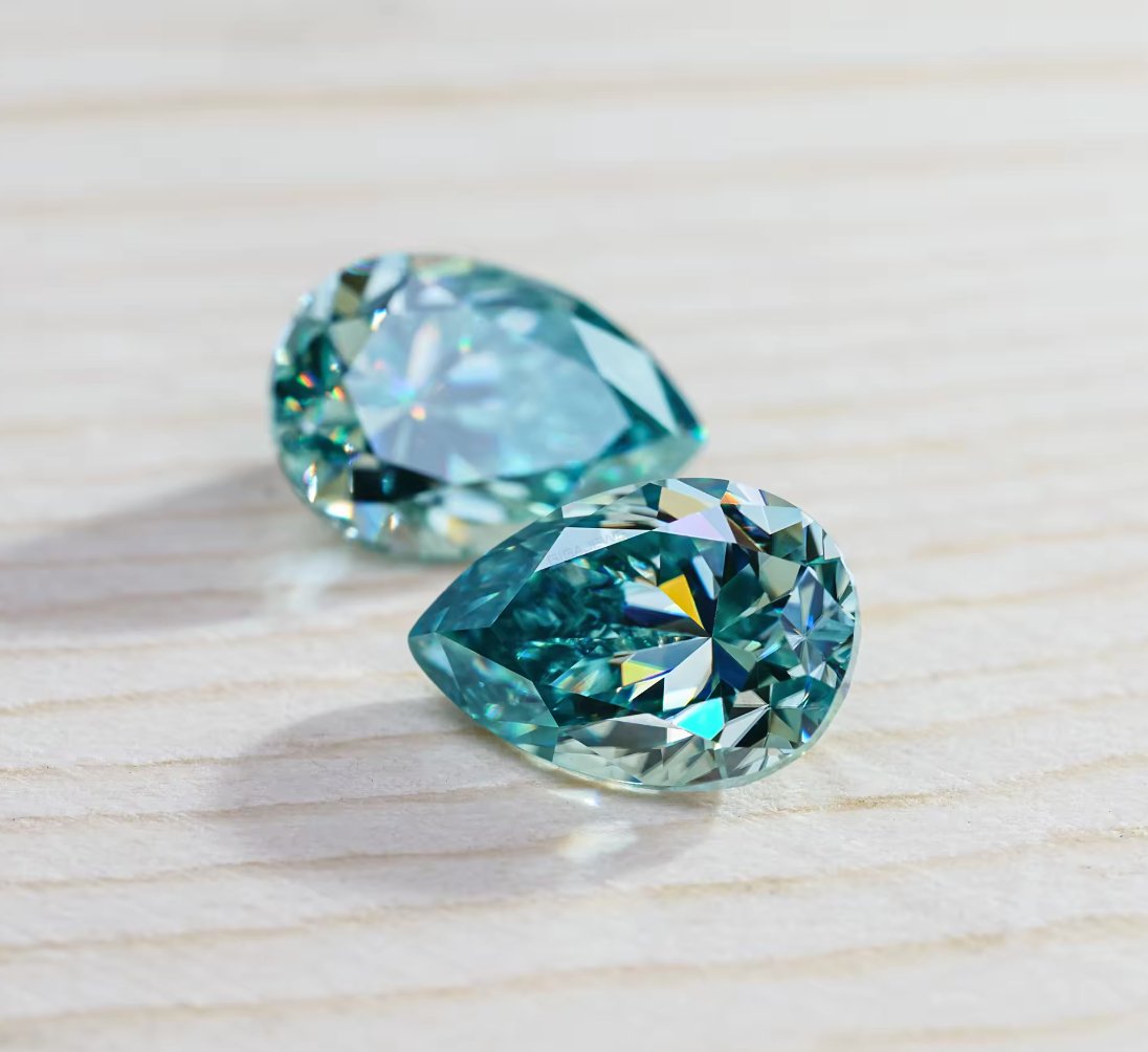Cyan Blue Pear Cut Moissanite Stones - Boutique CZ