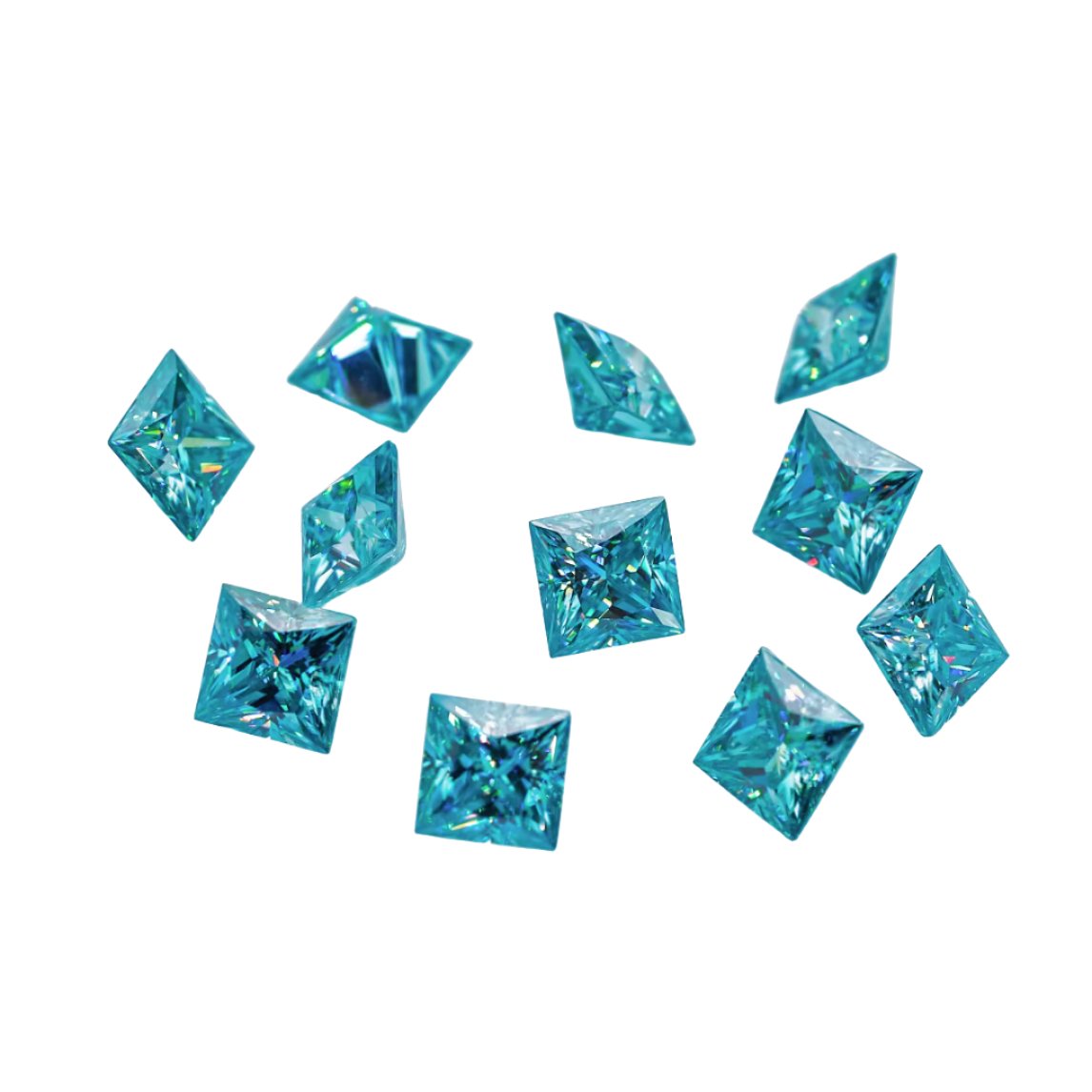 Cyan Blue Princess Cut Moissanite - Boutique CZ