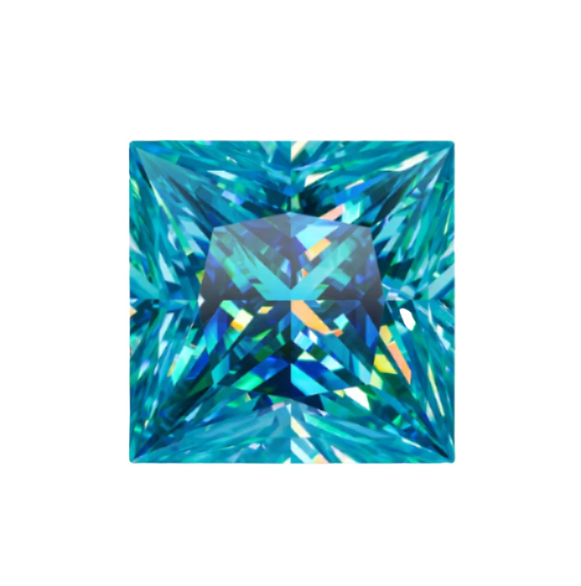 Cyan Blue Princess Cut Moissanite - Boutique CZ