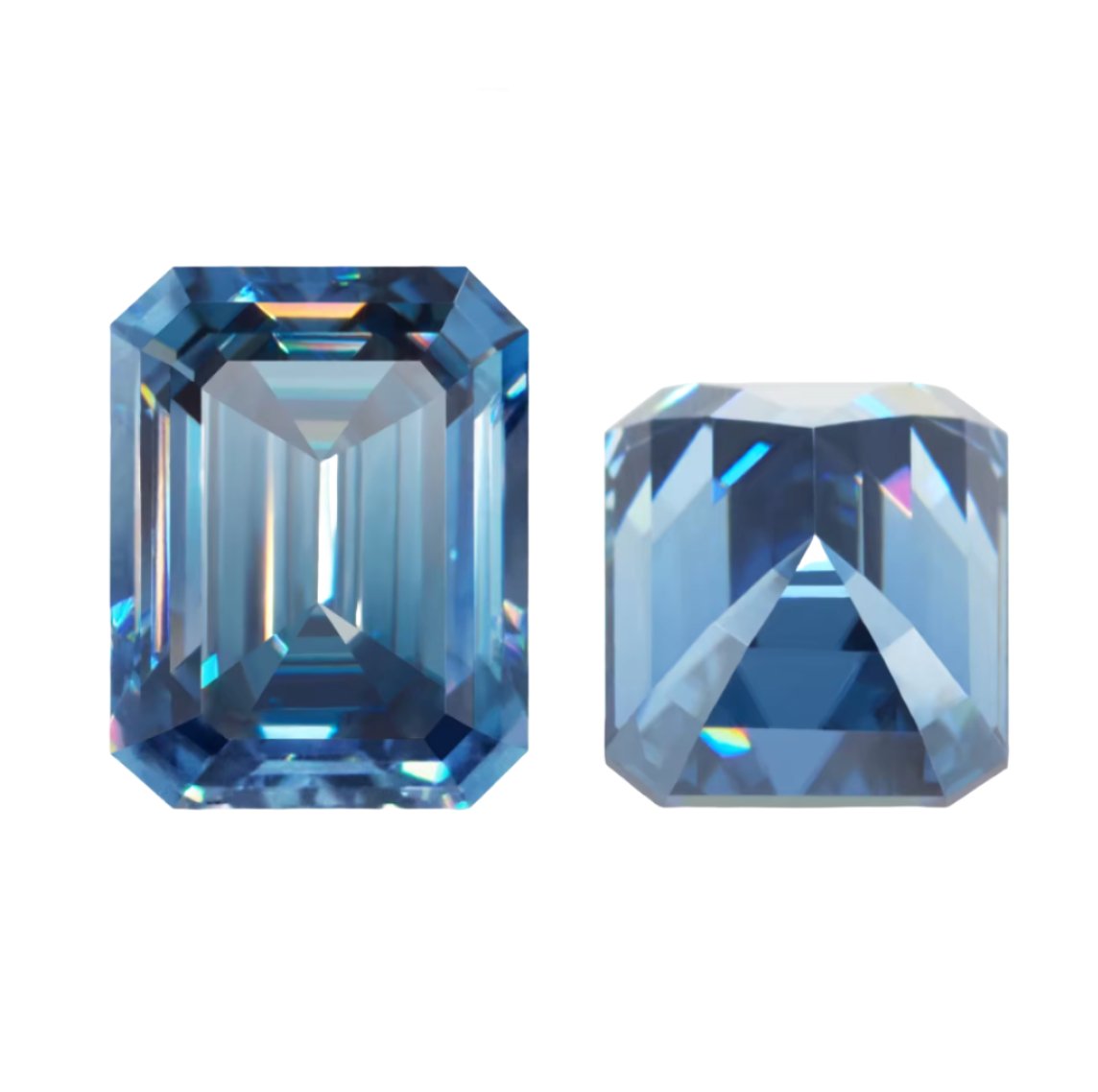 Deep Blue Emerald Cut Moissanite Stones - Boutique CZ