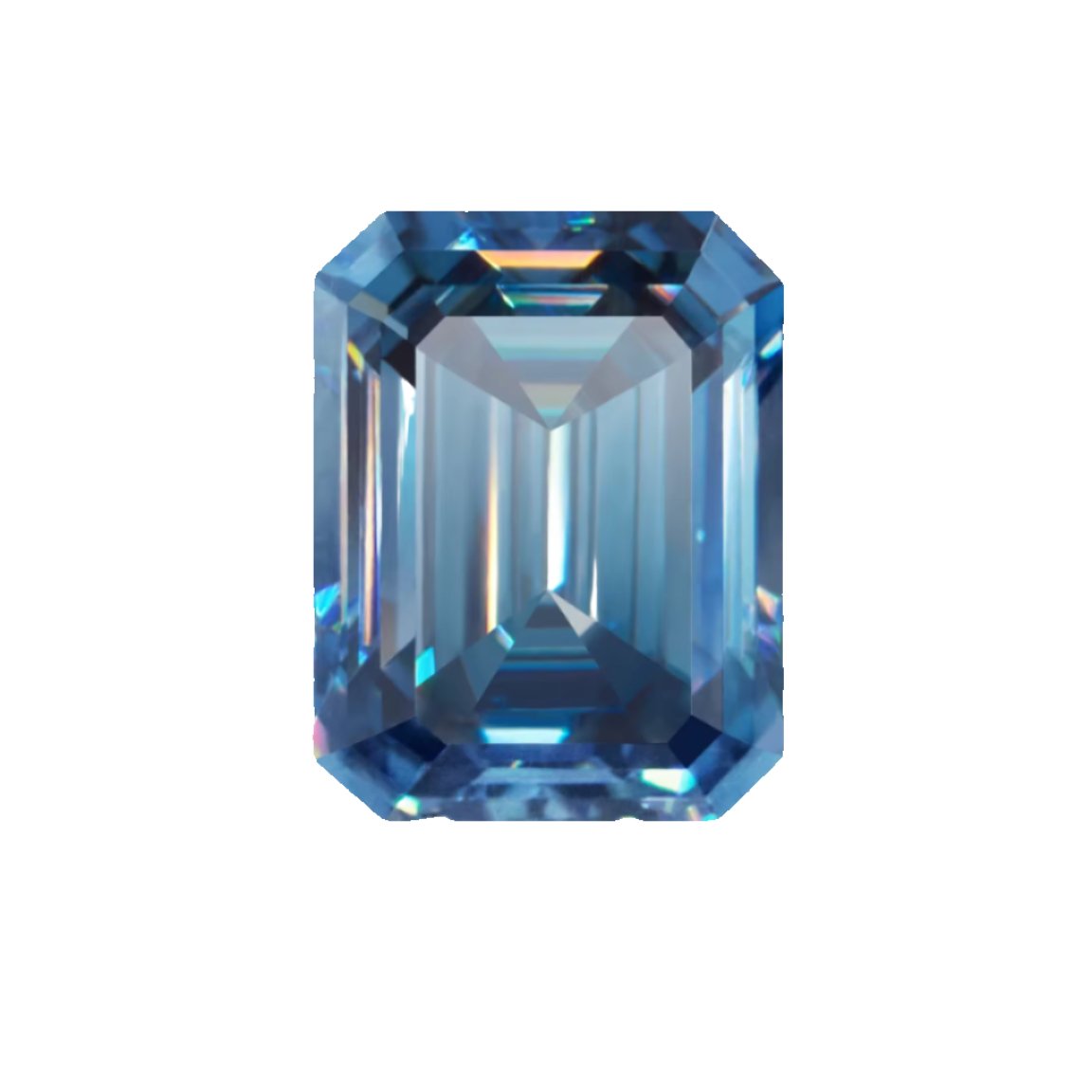 Deep Blue Emerald Cut Moissanite Stones - Boutique CZ
