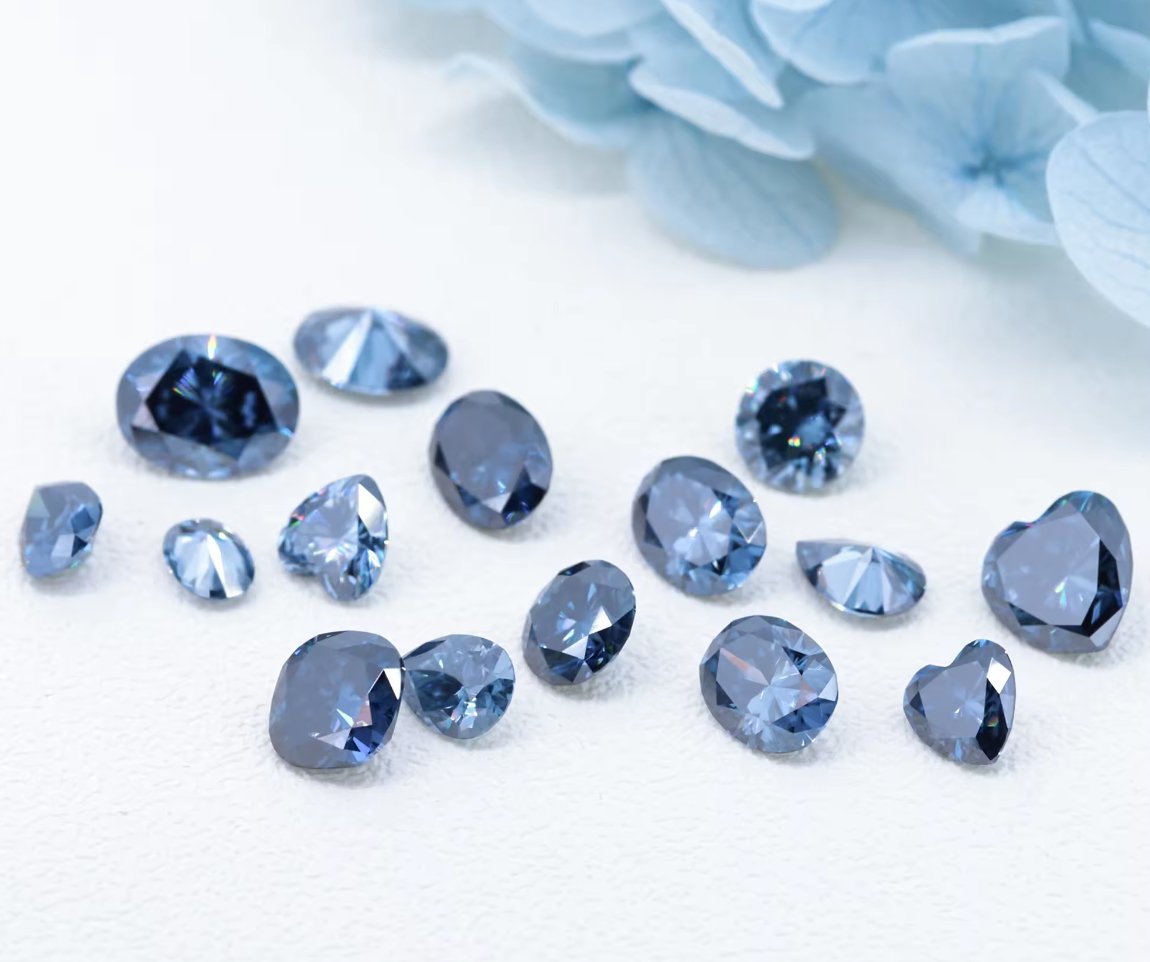 Deep Blue Heart Cut Moissanite Stones - Boutique CZ