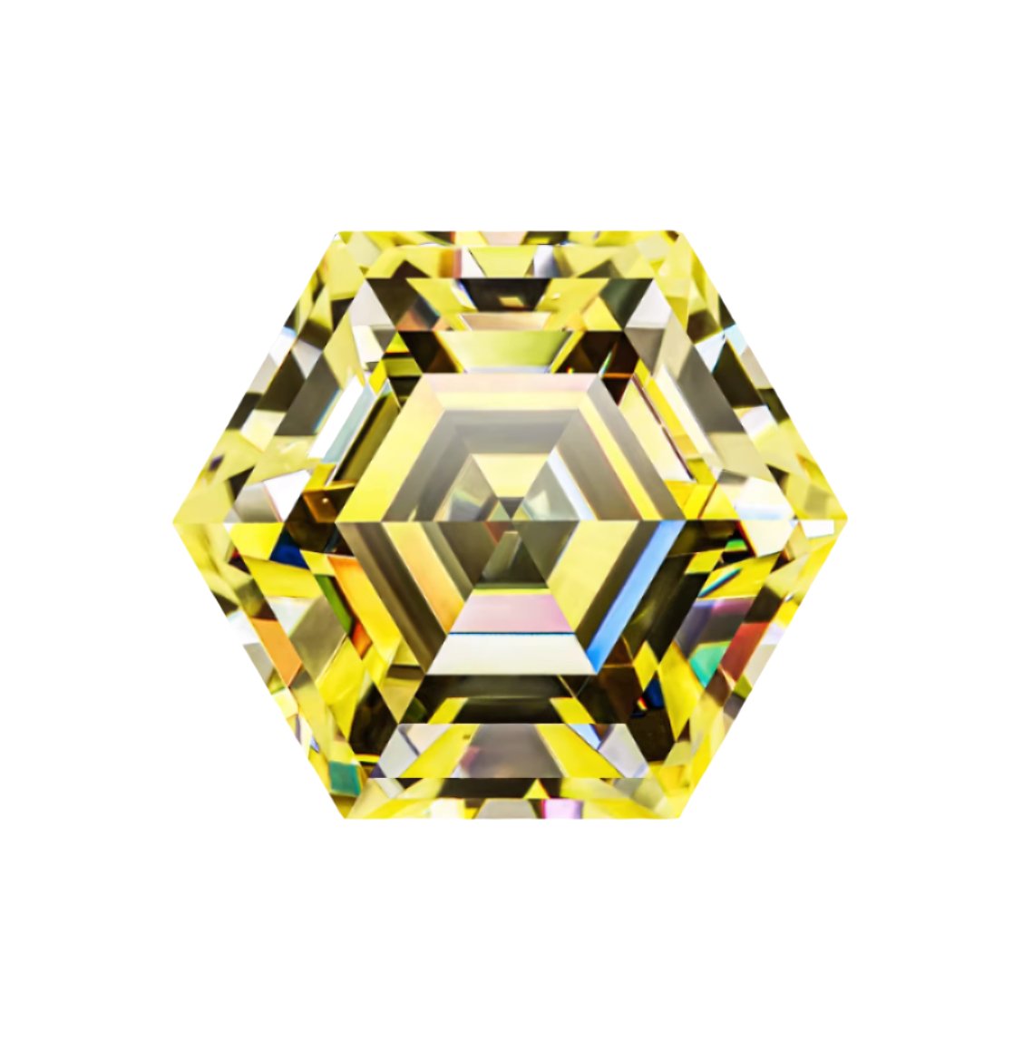 Fancy Canary Yellow Hexagon Cut Moissanite Stones - Boutique CZ