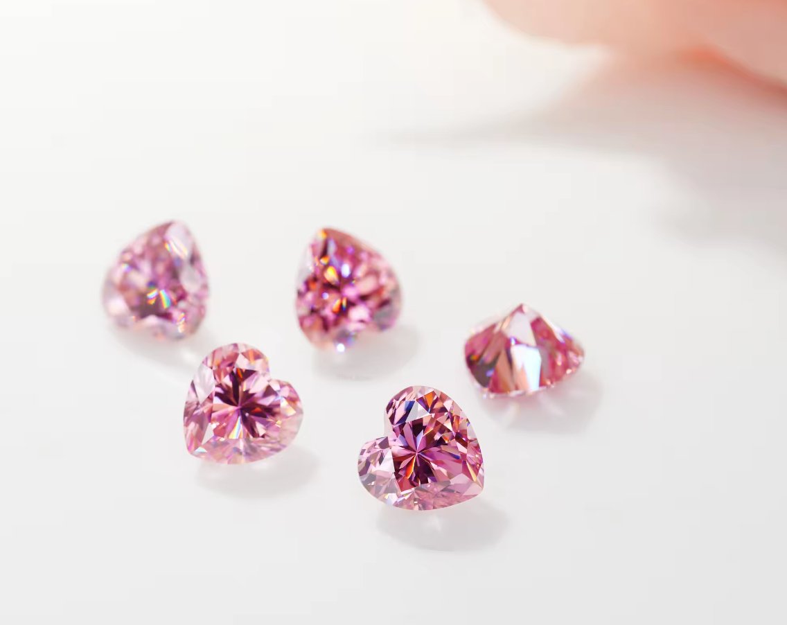 Fancy Pink Heart Cut Moissanite Stones - Boutique CZ