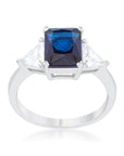 Lab Sapphire Radiant Cut With Accents CZ Engagement Ring In Sterling Silver - Boutique CZ