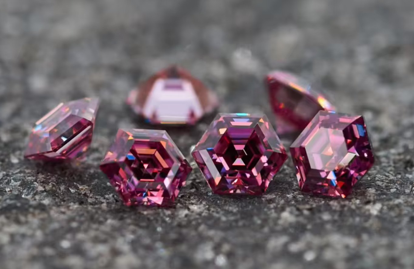 Pink Hexagon Cut Moissanite Stones - Boutique CZ