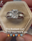 3 Carat Radiant Cut Triple Band Cubic Zirconia Engagement Ring In Gold Plated Sterling Silver - Boutique Pavè