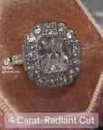Vintage Radiant Cut Cubic Zirconia Engagement Ring In Sterling Silver