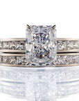 Radiant And Princess Cut Cubic Zirconia Bridal Set In Sterling Silver - Boutique CZ