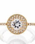Round Cut Cubic Zirconia Double Halo Engagement Ring in Yellow Gold Plated Sterling Silver - Boutique CZ