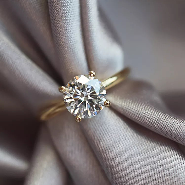 Lab Created Brilliant Round Diamond Solitaire Engagement Ring in 14 Karat Yellow Gold