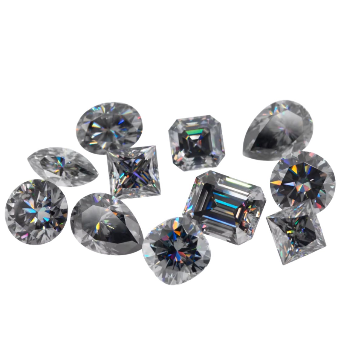 Smoke Grey Emerald Cut Moissanite Stones Boutique CZ