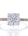Solitaire Cushion Cut Pave Cubic Zirconia Engagement Ring In Sterling Silver - Boutique CZ