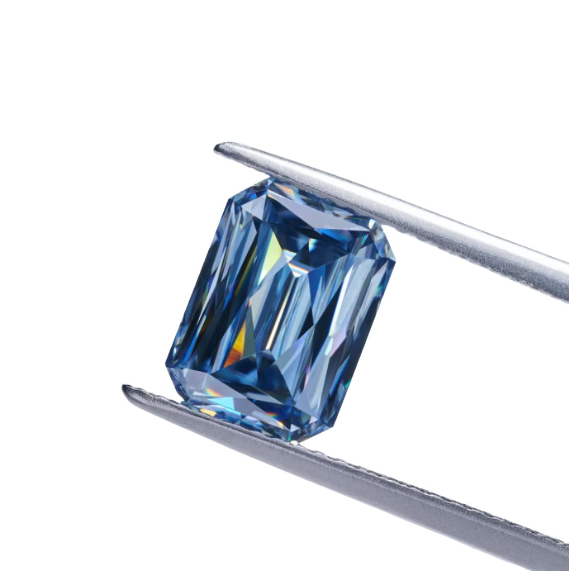 Unique Criss Cut Blue Moissanite Stones - Boutique CZ
