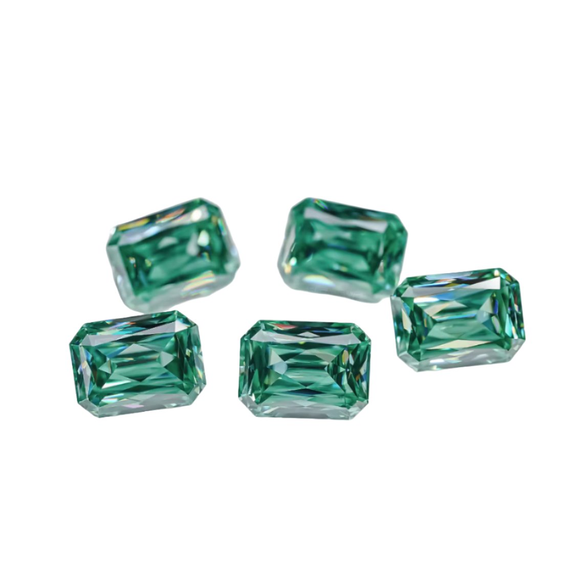 Unique Criss Cut Green Moissanite Stones - Boutique CZ