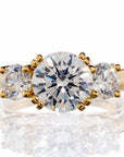 2 Carat Cubic Zirconia Three Stone Engagement Ring In Sterling Silver - Boutique Pavè