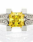 2 Carat Princess Cut Canary and Pave Cubic Zirconia Split Band Engagement Ring - Boutique Pavè