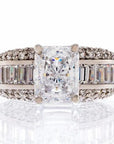 3 Carat Radiant Cut Triple Band Cubic Zirconia Engagement Ring In Sterling Silver - Boutique Pavè