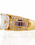 3 Carat Radiant Cut Triple Band Cubic Zirconia Engagement Ring In Sterling Silver - Boutique Pavè