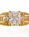 3 Carat Radiant Cut Triple Band Cubic Zirconia Engagement Ring In Sterling Silver - Boutique Pavè