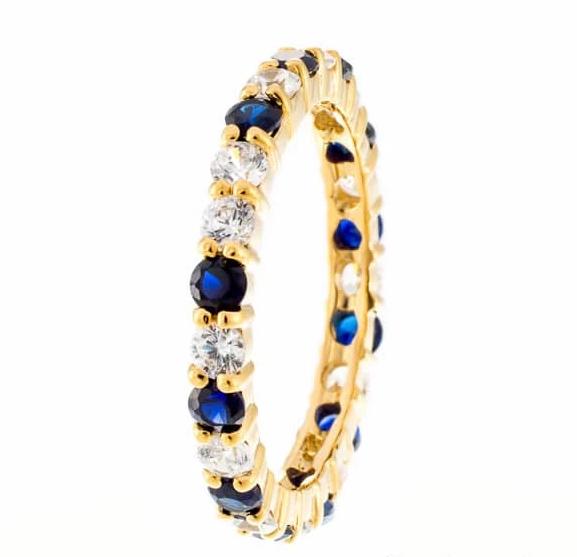 Faux Sapphire Cubic Zirconia Petite Eternity Band - Boutique Pavè