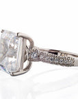 Four Carat Emerald Cut Cubic Zirconia Engagement Ring In Sterling Silver - Boutique Pavè
