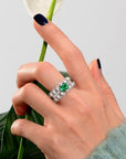 Luxurious Emerald and Round Cut Cubic Zirconia Eternity Band - Boutique Pavè