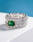 Luxurious Emerald and Round Cut Cubic Zirconia Eternity Band - Boutique Pavè
