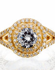 One Carat Double Halo Cubic Zirconia Engagement Ring In Sterling Silver - Boutique Pavè