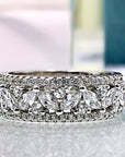 Pear and Pave Cut Cubic Zirconia Three Channel Eternity Band - Boutique Pavè
