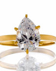 Pear Cut Cubic Zirconia Solitaire Engagement Ring In Sterling Silver - Boutique Pavè
