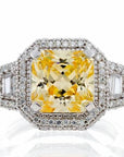 Princess Cut Canary Cubic Zirconia Engagement Ring In White Gold Plated Sterling Silver - Boutique Pavè