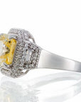 Princess Cut Canary Cubic Zirconia Engagement Ring In White Gold Plated Sterling Silver - Boutique Pavè
