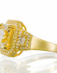 Princess Cut Canary Cubic Zirconia Engagement Ring In Yellow Gold Plated Sterling Silver - Boutique Pavè