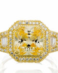Princess Cut Canary Cubic Zirconia Engagement Ring In Yellow Gold Plated Sterling Silver - Boutique Pavè