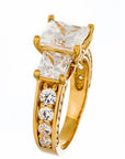Princess Cut Three Stone Cubic Zirconia Engagement Ring - Boutique Pavè