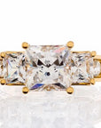 Princess Cut Three Stone Cubic Zirconia Engagement Ring In Sterling Silver - Boutique Pavè