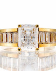 Radiant Cut Baguette Channel Cubic Zirconia Engagement Ring In Sterling Silver - Boutique Pavè