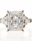 Radiant Cut Triangle Accent Cubic Zirconia Engagement Ring In Sterling Silver - Boutique Pavè